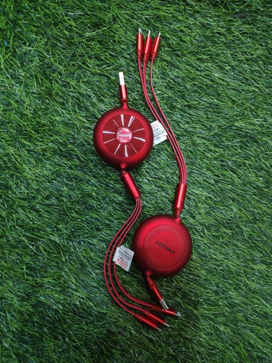 Pisen%203%20IN%201%20Retractable%20Charging%20Data%20Cable%20Black/White/Red/Purple%20Foldable%20Cable%20from%20USB%20to%20Type-C,%20Iphone,%20Android%20%20Pouch%20Packing%20-%20Image%204
