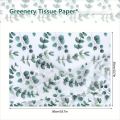 30/10pcs Eucalyptus & Snow Pear Tissue Paper, 35x50 cm - Green Leaf Design for Wrapping, Party Favors, Birthdays, Weddings.