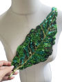 1 Piece Embroidered Sequins Green Leaf Applique Fashion Decoration For Summer Clothes Sew On Patch for Clothing DIY.