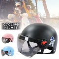 Men Motorcycle Helmet,Woman Electric Motor Car Scooter Bike Open Face Half Helmet,Anti-UV Safety Hat Bicycle Cap with Goggles. 