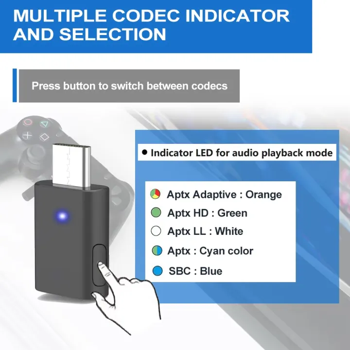 USB-C%20Qualcomm%20AptX-Adaptive%20Bluetooth%205.2%20Transmitter%20for%20PC/Mac/PS5,%20Dual%20Connection%20Audio%20Dongle%20Adapter%20-%20Image%204