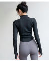 Long Sleeve Sports Jacket Women Zip Fitness Yoga Shirt Winter Warm Gym Top Activewear Running Coats Workout Clothes For Cycling.