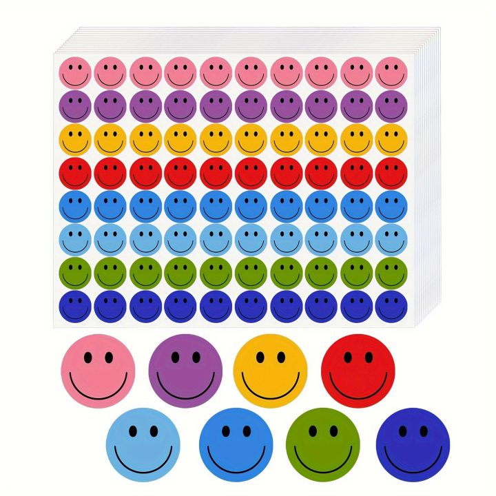Autocollants Happy Face - Lot De 100 Stickers Vinyle Imperméables - Pour Ordinateur, Valise, Skateboard - Style Mignon Et Coloré