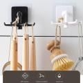 1Pc 360° Rotating Kitchen Hooks - Self-Adhesive 6-Hook Rack for Wall & Door - Handbags, Clothes, Ties Organizer. 
