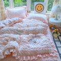 3pcs Korean lace Bedding set seersucker Duvet Cover Set (1*Duvet Cover + 2*Pillowcase, Without Core)for bedroom guest room.