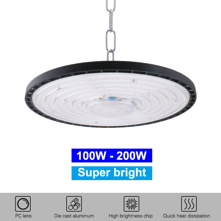 Super Bright LED 100W 150W 200W UFO High Bay Light AC175-265V Aluminum Case Cold Light Lighting Lamp