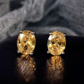 Huitan Simple Stud Earrings with Oval CZ for Lady Daily Wear Ear Accessories Teens Low-key Women's Earrings Statement Jewelry. 
