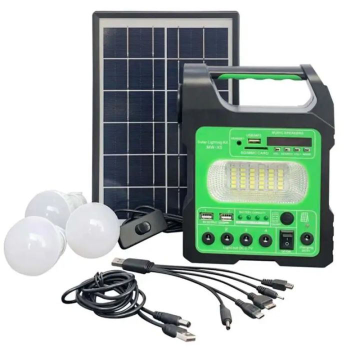 Portable Solar Generator System with 3 Bulbs Lighting Kit Mini Solar ...