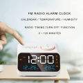 Mordern FM Radio LED Alarm Clock for Bedside Wake Up. Digital Table Calendar with Temperature Thermometer Humidity Hygrometer.. 