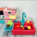 Kids Kitchen Toys Plastic Simulation Electric Dishwasher Sink Pretend Play With Electric Water Wash Basin Toy. 