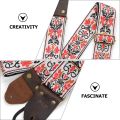 Miwayer Embroidered Guitar Strap Soft Vintage Flowers Adjustable Creative Watch Bands Cotton Belt & Leather Head. 