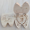 Baby Tooth Box English/ Spanish Wooden Boys Girls Deciduous Teeth Storage Case Baby Teeth Collect Souvenirs Gift Keepsakes. 