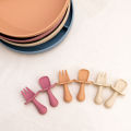 2Pcs/Set BPA Free Silicone Mini Fork Spoon Baby Learning Feeding Solid Food Children's Tableware Training Utensils For Newborn. 