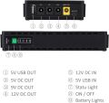 Mini UPS Battery Backup Uninterruptible Power Supply for Router, Modem, Security Camera, Built-in 10000mAh. 