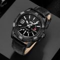 Naviforce NF9117 - Black PU Leather Analog Watch for Men - Black. 