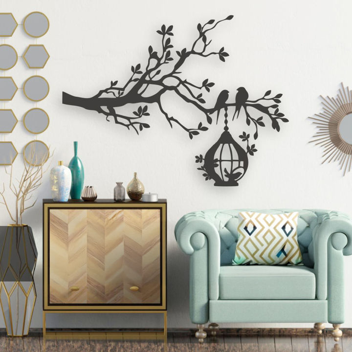 3D Tree and Birds Wall Art in MDF Wood for Room and Office