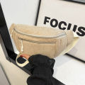 Women Waist Bag Corduroy Student Shoulder Handbag Crossbody Chest Breast Bag Fanny Pack Fashion Phone Female Bum Belt Purse. 