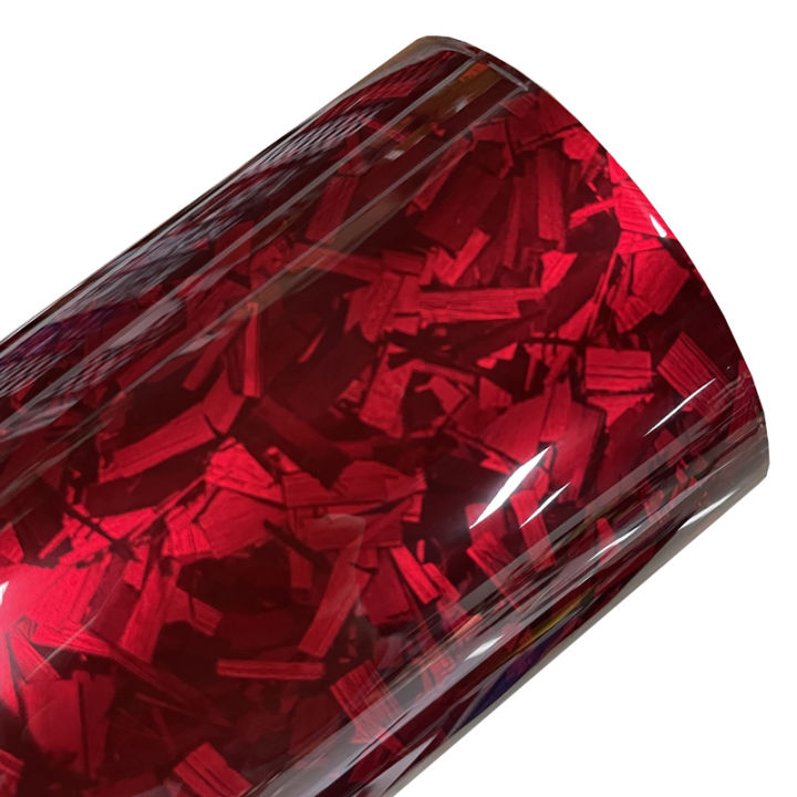 Red Carbon Sticker Premium PET High Gloss Red Forged Carbon Fiber Vinyl Wrap Film Roll Air ...