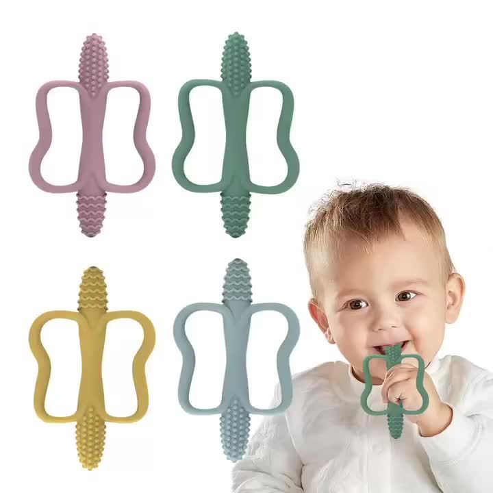 Baby Teething Toys with Easy-Grip Handles, Food-Grade Silicone Teething Toys, Suitable for Babies 0-6 Months, 6-12 Months