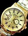 New Fashion Luxury Sun Moon Star Diamond  Men's Quartz Watch+Braclete  -Mens Steel Band Watch +Chain Braclete+3D Bar Stick Locket +Ring  -High Quality Golden In  Random Dail With Stainless steel Straps Casual Watch+Chain Braclets+Nacklace+Ring  For men. 