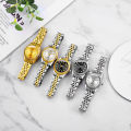 Watches for Women Simple Casual Student Fashion Quartz Diamond-Encrusted Steel Band Calendar Gold Set Men's Watch Couple.