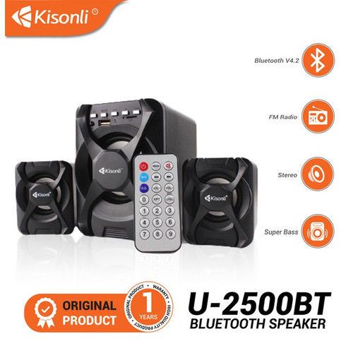 Kisonli U2500BT Multimedia Speaker With Stereo Sound System Usb Sd Fm