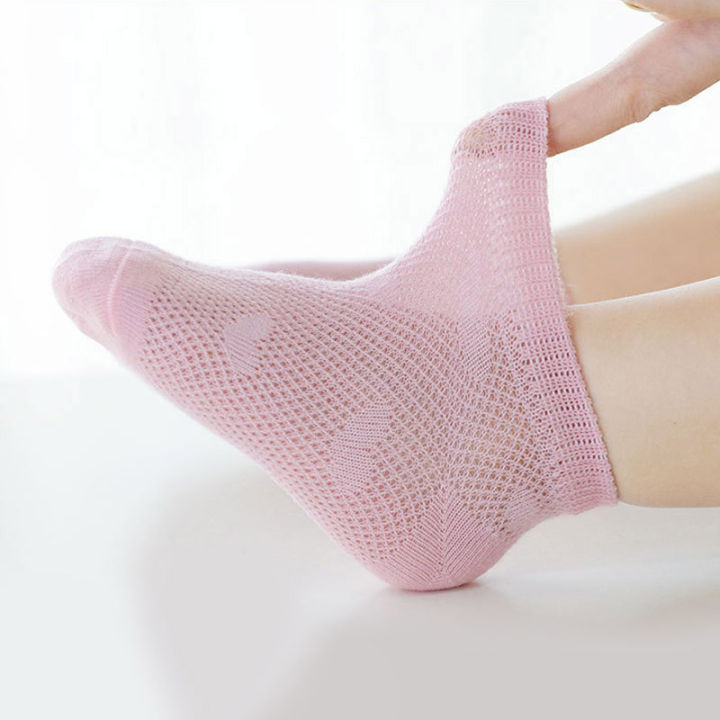 5%20Pairs%20Girls%20Socks%20Cute%20Heart%20Pattern%20Mesh%20Breathable%20Soft%20Comfortable%20Baby%20Children%20Kids%20Ankle%20Socks%20-%20Image%205