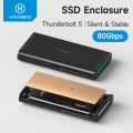 Hagibis 80Gbps M.2 NVMe SSD Enclosure Compatible with Thunderbolt 5/4/3/USB4 External SSD Up to 8TB for 2230/2242/2260/2280 SSDs. 