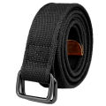 Plus Size 100-190cm Big&Tall Mens Double Ring Buckle Cotton Canvas Cloth Fabric Belts Web Black Waist Jeans. 