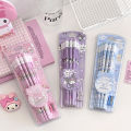 Sanrio Kuromi HB Pencils 12 Pencils & 1 Pencil Roller Stationery Box Set, Student Writing Drawing HB Pencils Sketch Pens. 