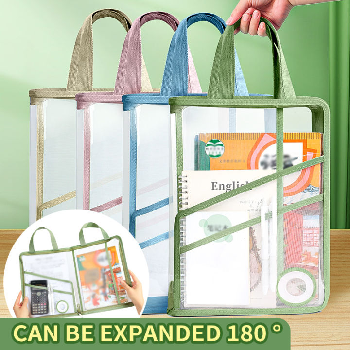 HUAJIE PVC Transparent File Bag, L-Shaped Zipper Document Organizer ...