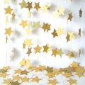New 1 Set Paper Star Garlands 4M Birthday String Chain Ornaments Curtain Wedding Party Room Decor Supplies.