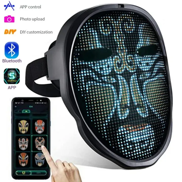 Bluetooth APP Control Smart Carnival Led Face Masks Display Led Light ...