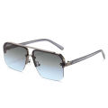 2024 New Square Frame Sunglasses Europe And The United States Fashion Sunglasses Men And Women Half Frame Sunglasses.