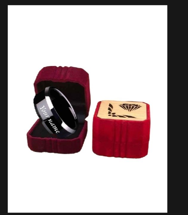 Customized Black Name Ring with Gift Box High-Quality Stainless Steel Ring with Free Name Engraving