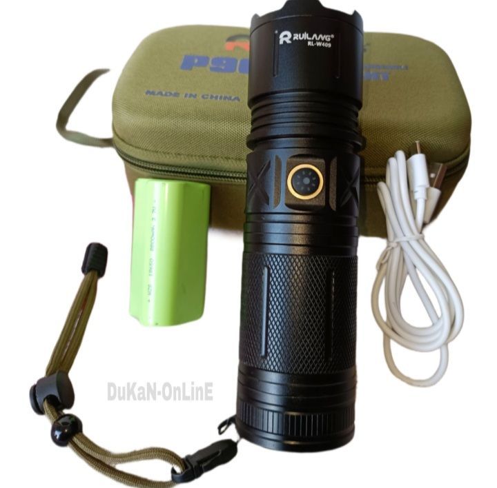 Ruling P90 rechargeable super flash light Rl-W409 1 km range high ...