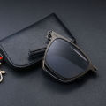 Portable Sunglasses New Ultra Light Stainless Steel Folding Sunglasses Fishing Polarized Retro Square Sunglasses HD Fashionable.