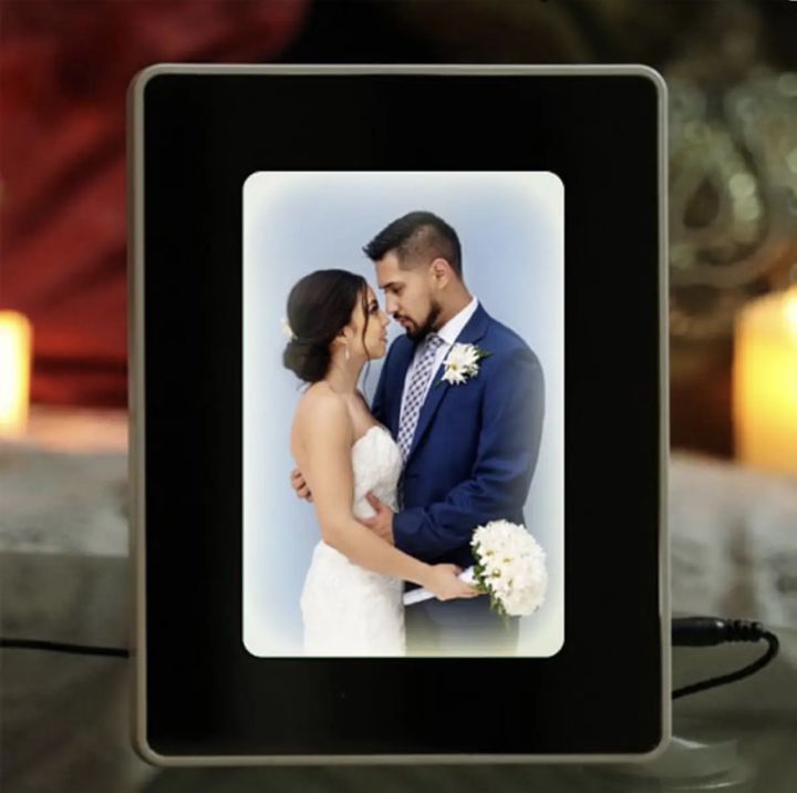 3 In One Magic Mirror Photo Frame LED Light + Photo Frame+ Mirror Imported Quality