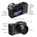 4K Digital Camera for Photography Compact Vlogging Camera Flip Screen 3'' 180° Flip Screen CCD Intelligent Beauty Selfie Filters. 