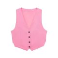 HH Women Solid Casual 2 Piece Set V Neck Single Breasted Vest Top High Waist Slim Shorts Female Casual Office Lady Daily Wear. 