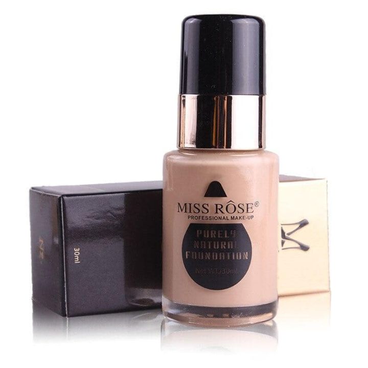 MISS ROSE Liquid Foundation with Glass Bottle,Smooth & Long-Lasting & Anti-Allergic Liquid,for for C