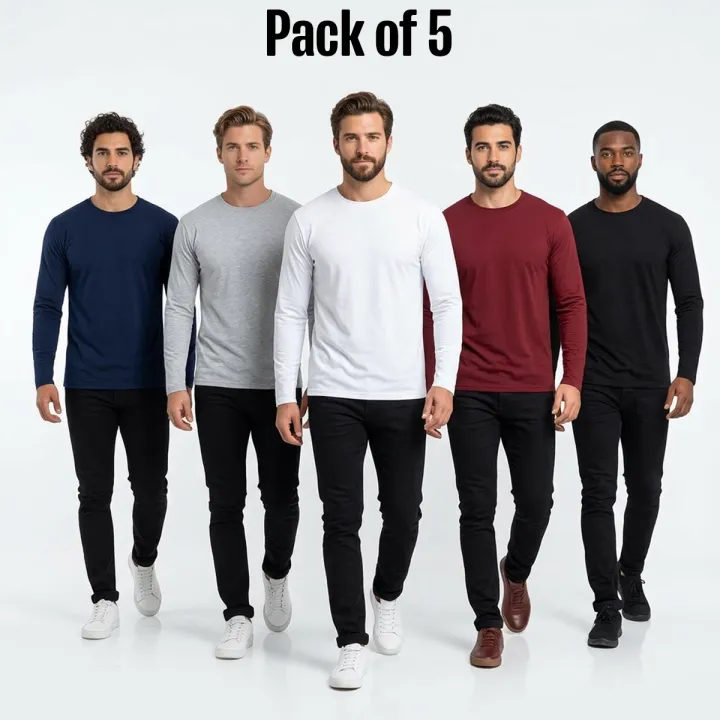 The Vintage Clothing Pack of 5 Premium Full Sleeve T-Shirts