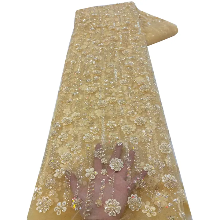 2026%20Net%20Lace%20Fabrics%20With%20Sequins%20For%20Evening%20Dresses%20Latest%20French%20Beaded%20Tulle%20Lace%20Fabric%20High%20Quality%20African%20-%20Image%206