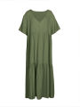 plus Size Women's Casual Loose V-Neck Long Dress Solid Pleated Big Size Spring Summer Comfortable Fit Maxi Dress.