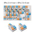 14pcs Electrical Wire Compact Quick Connect Connectors, Lever Wire Nut Connector Terminal Assortment for 28-12 AWG, 2 in 4 Out. 