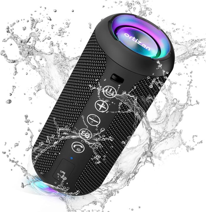 Ortizan Portable Wireless Speaker Bluetooth 5.3 , Powerful Bass, RGB Lights, IPX7 Waterproof, TWS, AUX&TF-Card Input,  Ideas