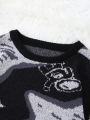 New Popular Spring & Fall Astronaut Star-Picking Jacquard Pattern Pullover Sweater Casual Round Neck Contrast Color Knitted Men'.