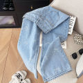 Zoki Fashion Bow Print Jeans Women High Waist Loose Sweet Casual Denim Pants Korean Chic All Match Female Fall Straight Pants. 