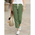 Autumn Cotton Women's Pants Y2K Black Drawstring Elastic Waist Casual Pants Female Loose Fashion Elegant Ladies Bottom. 