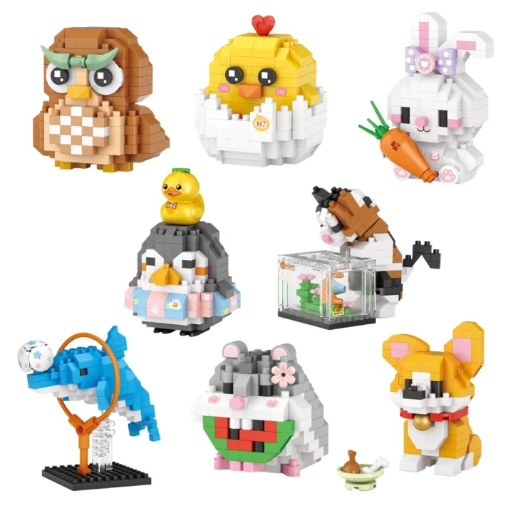Mechanical Rabbit Building Blocks 8 Styles Cute Animal Mini rabbit Building Blocks Puppy Cat Model Dog ...